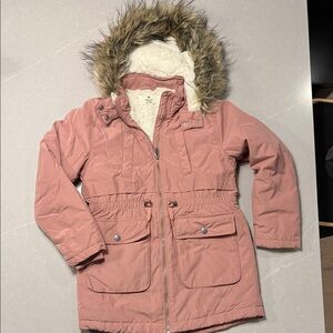 H&M Dusty Pink Jacket with Faux Fur Lining